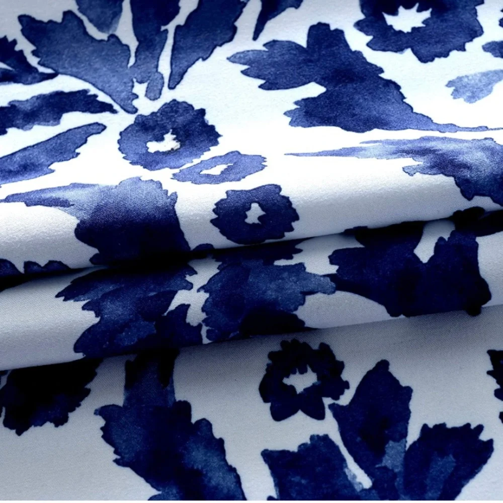 Luxury Home | Elegant Chic Blueberry Watercolor Floral Print Window Valence